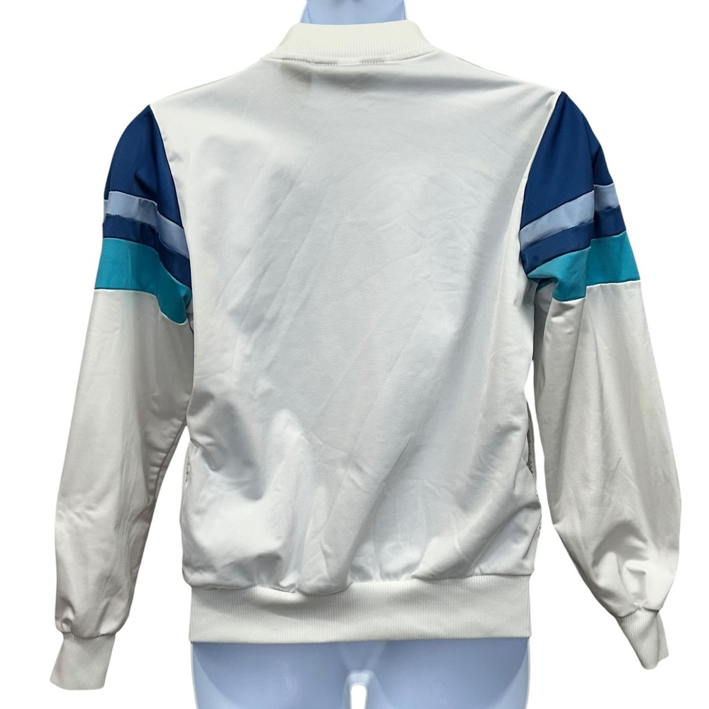 Vintage Rene de France Jacket Mens Large White Blue‎ Colorblock Track Zip 80s - Picture 2 of 9